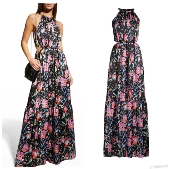 Aidan Mattox Tiered Floral Maxi Dress - Picture 1 of 10